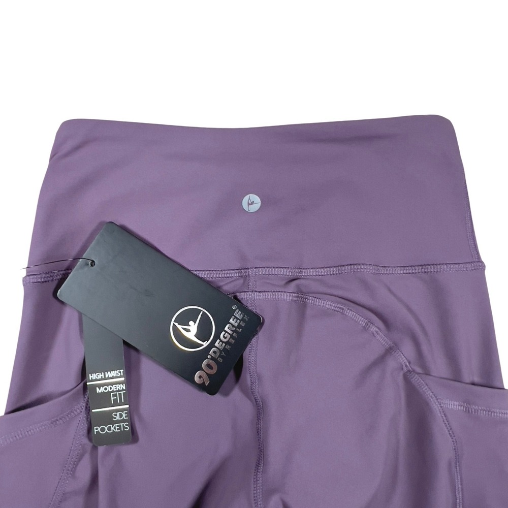 90 Degree by Reflex Modern Fit High Waist Leggings XS Ankle Side‎ Pockets Purple - Picture 4 of 11